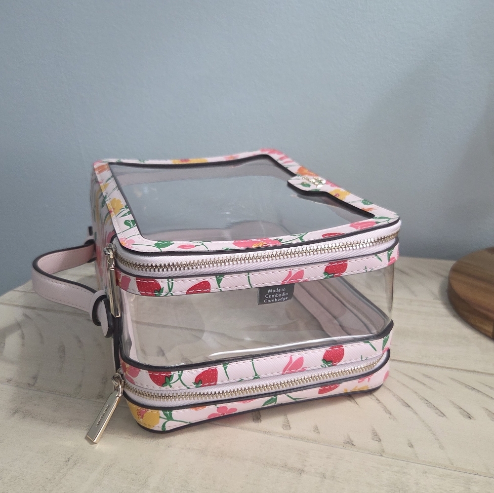 Kate Spade Madison Strawberry Garden Travel Transparent Cosmetic Case, EUC - Picture 8 of 13